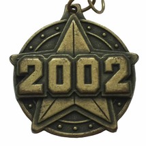 2002 Soccer Star Cut Medal Gold Tone Metal Ribbon Made in USA Crown Trophy - $16.07