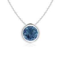 ANGARA 0.95 Ct London Blue Topaz Round Shape Pendant Necklace in Sterlin... - $189.05+