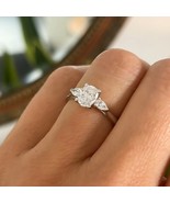 Three stone Oval cut Moissanite Engagement Ring, vintage 925 Sterling Si... - $99.99