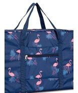 FLAMINGO ~ Collapsible Duffel Bag ~ Tote ~ Navy Blue w/Pink ~ 18.5 x 13 ... - $20.00