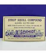 Drug store pharmacy ephemera label advertising Carl Schmidt Dayton Ohio ... - £9.23 GBP