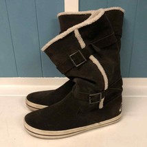 Roxy brown suede boots with faux Sherpa lining women’s size 9 - £42.35 GBP