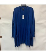 JM Collection Womens Plus 3X Navy Peony Button Sleeve Cardigan Sweater N... - $47.06 CAD