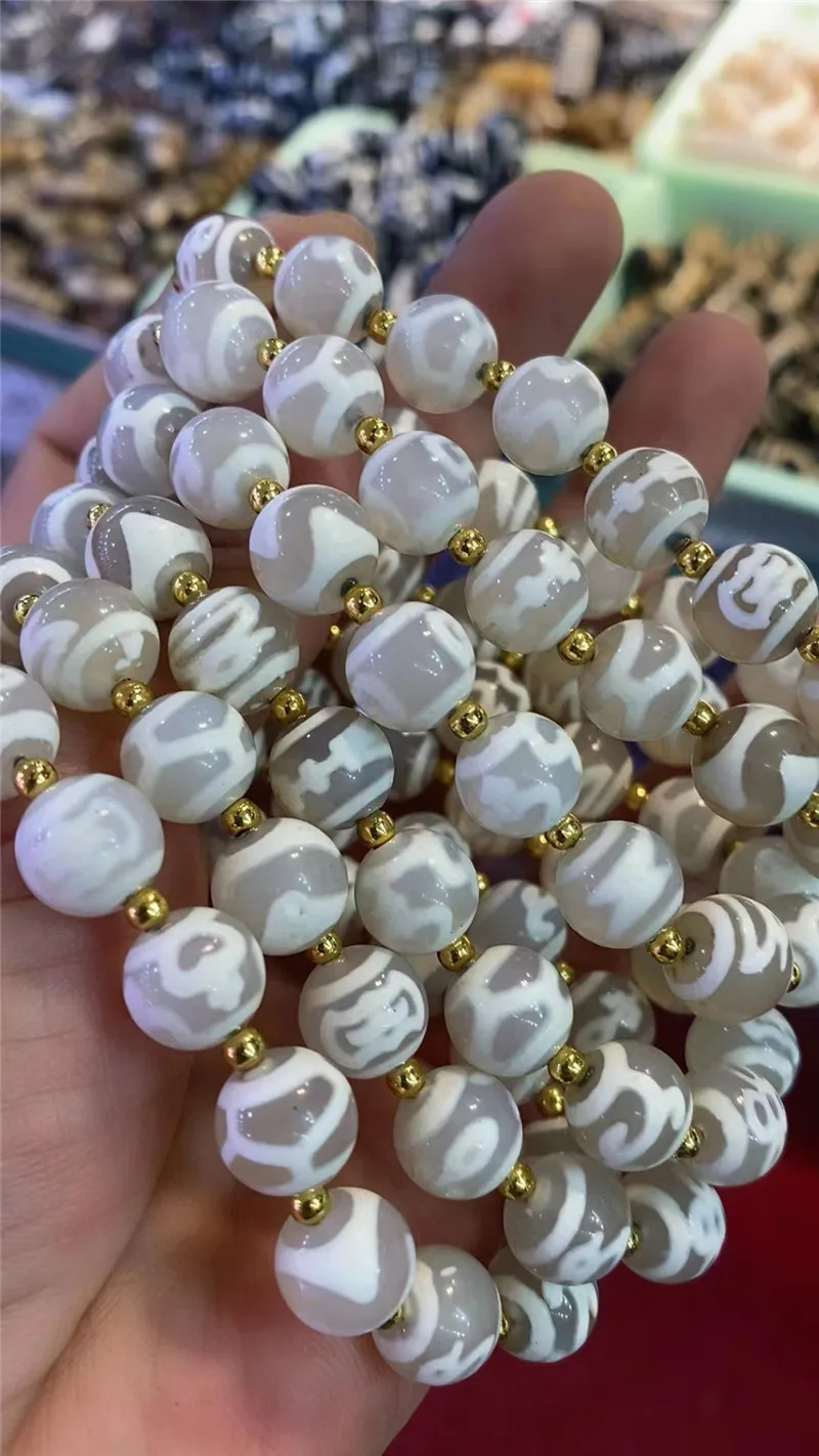 1pcs/lot New Arrival Natural Agate Stone White Color Fine Different Pattern Tibe - £221.71 GBP