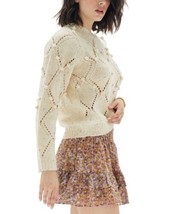 MINKPINK Womens Open-Knit Ball-Detail Sweater, X-Small, Ivory - £66.45 GBP
