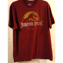 Jurassic World Men&#39;s L Maroon T-Shirt Jurassic Park Logo Front Short Sleeve - $8.95