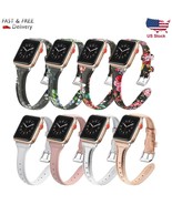 Slim Leather Strap for Apple Watch Band 44mm 42mm 40mm 38mm Floral Shiny... - $21.99