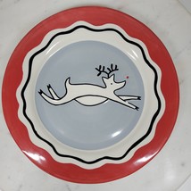 VINTAGE Southern Living Rudy Reindeer Plates 9.5&quot; Red Christmas Rudolph Box of 2 - £13.59 GBP