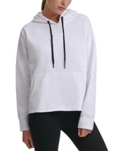 DKNY Womens Sport Logo Hooded Cotton Sweatshirt Size Medium Color White - £43.24 GBP