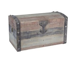 Vintage Trunk With Dome Lid &amp; Metal Ring Handles (wf) - £514.38 GBP