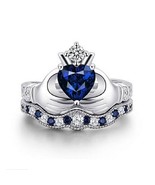 1.60 Ct Created Sapphire &amp; Diamond 14K White Gold Over Heart Wedding Bri... - €71,21 EUR