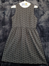 LOFT Fit &amp; Flare Dress Womens Size 10 Gray Black Geo Print Sleeveless Round Neck - £22.79 GBP