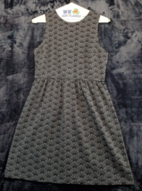 LOFT Fit &amp; Flare Dress Womens Size 10 Gray Black Geo Print Sleeveless Round Neck - $29.06