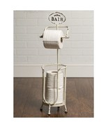 Bathroom Toilet roll holder and storage Stand in distressed metal - $71.12 CAD