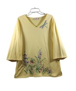 Quacker Factory L Embroider DRAGONFLY FLORAL Pull Over 3/4 Length Sleeve... - $464.54 MXN