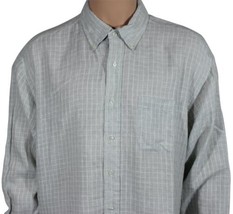 Vtg 90s Brooks Brothers Irish Linen Shirt Button Down Xl Window Pane Plaid L/S - £20.99 GBP