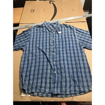 Basic Editions Plaid Dress Shirt 2X NWT, Blue Button Up Long Sleeve Casu... - £9.36 GBP