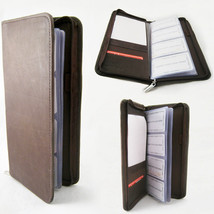 Genuine Leather Business Card Holder 160 Cards Organizer Book Ids Cards Brown !! - £37.89 GBP