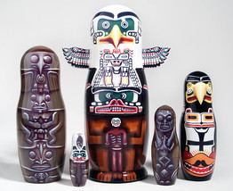 Totem Pole Nesting Doll - 8&quot; w/ 5 Pieces - £76.73 GBP