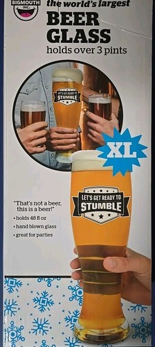 Big Mouth Brand ~ World's Largest Beer Glass ~ Holds 48 Oz ~ Hand Blown Glass Item image 3