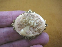 CM24-42) Girls Two SISTERS twins best friends ivory pink cameo brass PIN... - $35.52