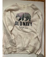 OLD NAVY GIRL&#39;S PULL OVER XL 14/16 WHITE BEAR ON FRONT - £8.16 GBP
