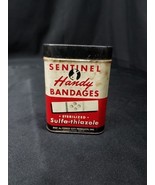 1940s Sentinel Handy Bandages Metal Tin Pocket Can, Soldier Graphics WW2... - $9.49