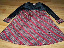 Girls Size 6 Red Black Plaid Holiday Christmas Dress Velour Bodice Georg... - £19.23 GBP