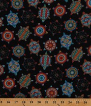 Cotton Beadwork Turtles Southwestern Tucson Black Fabric Print BTY D470.42 - £9.53 GBP