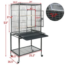 53&quot; Black Parrot Cage Bird For Cockatiel Parakeet Finch Playtop Gym Perch Stand - £102.62 GBP