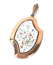 Vintage Enamel on Copper Pendant Modernist Abstract Speckled Mid Century Geo - £15.86 GBP