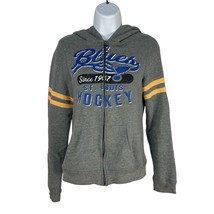 St Louis Blues NHL Hoodie Gray Full Zip Front Size Small Cotton Blend - $453.31 MXN