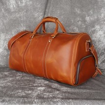 Genuine Leather Men Women Travel Handbag Soft Real Cow Leather Carry Hand Luggag - £361.54 GBP