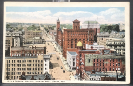 1916 Omaha NE Nebraska Looking West at 16th &amp; Farnum Streets Postcard Du... - $7.69