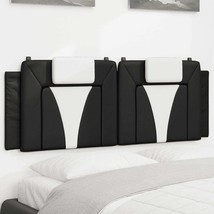 Headboard Cushion Black and White Faux Leather 54 in Double - $120.49