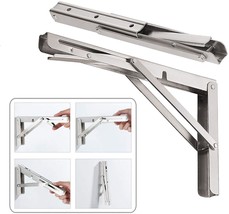 1pc Wall Mounted Folding Brackets 12inch Stainless Steel Hanging Bracket - £14.47 GBP