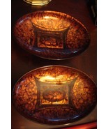 Reverse handpainted vintage pair of oval bowls, mid Century ORIGINAL ^^^ - $86.88 CAD