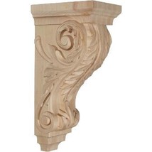 5 in. W x 7 in. D x 14 in. H Large Acanthus Wood Corbel  Alder  Architec... - £123.63 GBP