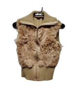 Last Kiss Rabbit Vest Jacket Womens Size XS Small Tan - £30.68 GBP
