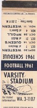 Matchbook Cover Football 1961 Varsity Stadium Toronto Ontario - £9.59 GBP