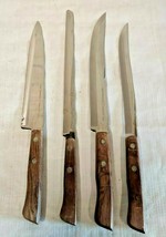 Flint Stainless Steel Vanadium Knife Set Of 4 Chef Slicing Bread Wooden Handles - £28.35 GBP