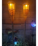 (2 Pcs) Solar Tiki Torch Synthetic Bamboo Garden Light Garden Decor - $33.57