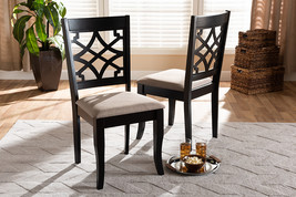 Meike Sand Fabric Upholstered and Espresso Brown 2Pc Dining Chair Set - $3,115.98 MXN