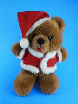 Dakin Christmas Teddy Bear Plush 10&quot; in Santa Suit &amp; Hat Vintage 1984 - £12.44 GBP