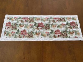 Handmade XMAS Holiday Table Runner Horses and Red Barn - $34.99