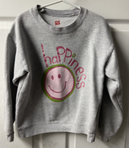 Hanes Happiness Smiley Face Girls Medium 7 Gray Long Sleeve Pullover Sweatshirt - £6.13 GBP