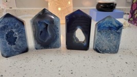Blue Dyed Agate  With Druzy 4 Pieces - £78.21 GBP