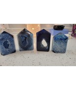 Blue Dyed Agate  With Druzy 4 Pieces - £77.86 GBP