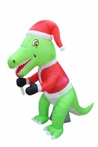 USED 6 Foot Christmas LED Inflatable Green Dinosaur Lollipop Party Decoration - £43.86 GBP