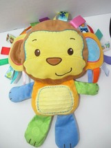 Taggies plush flat lion baby toy lovey squeaker brown orange yellow blue... - $19.79